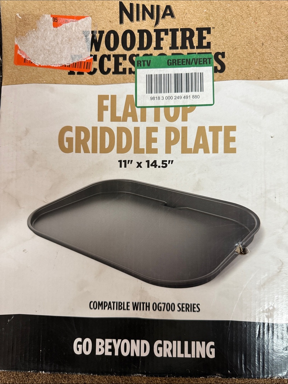 Ninja Woodfire Black Flat Top Griddle Plate - Compatible with OG700 Series